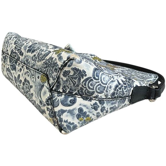 Furla Floral Embossed Soft Leather Crossbody Bag Made in Italy Genuine Leather - Picture 7 of 11